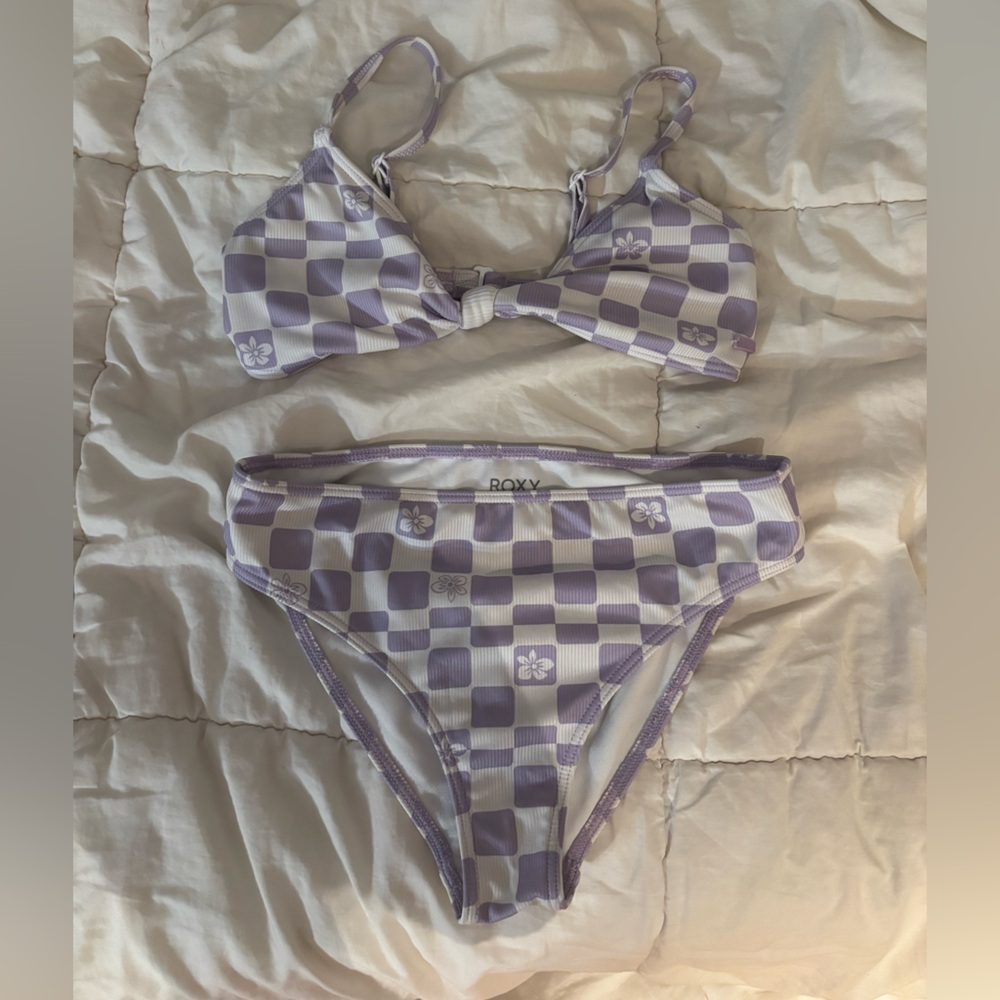 Roxy Girl Purple Checkered Bikini